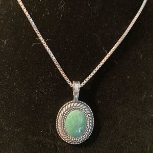 Green Turquoise and sterling silver necklace